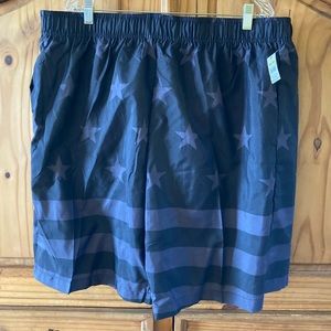 Men’s Open Trails black gray stars stripes swim trunks shorts size 2XL - NWT